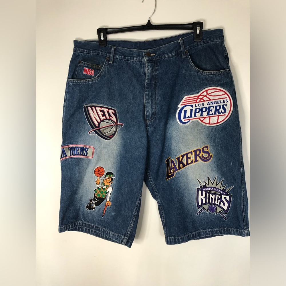 EXTREMELY RARE !!! NBA /UNK Large Patch Logo Jean Shorts